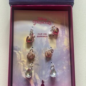 Disney Princess Heart and Rose Earrings Silver and Gold